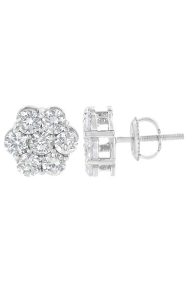 Sterling Silver 2 cttw Floral Composite 7 Stone Diamond Earring